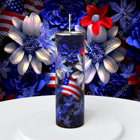 3D Beautiful 4th of July Flowers Tumbler